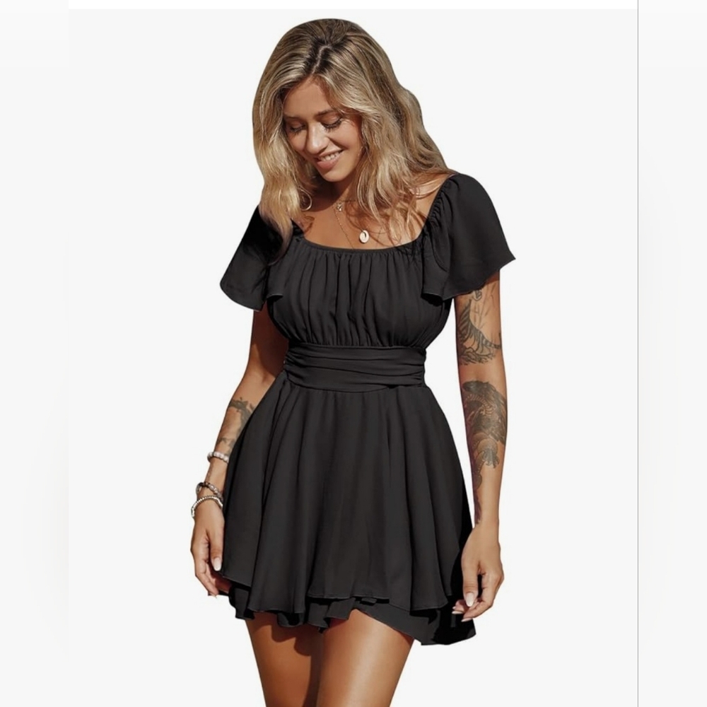 Tie Back Romper Dress